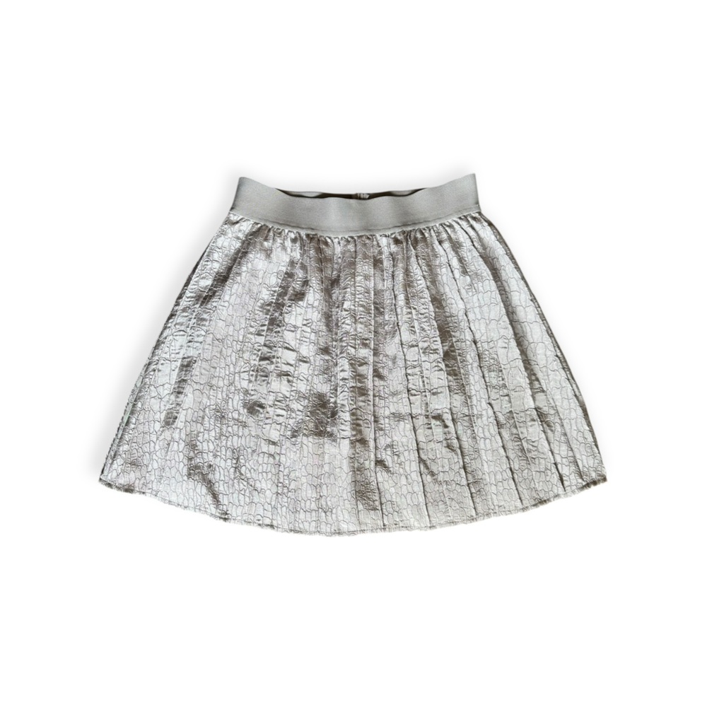 hinge mini skirt XS silver gray party cocktail
